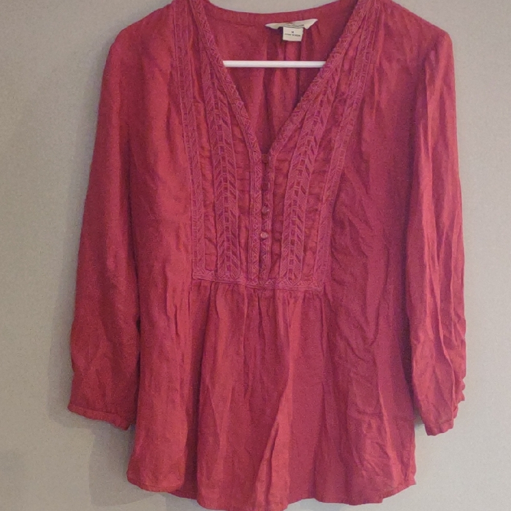 Bass Pro Shops Bob Timberlake Womens Med Embellished 3/4 Sleeve‎ Relaxed Blouse